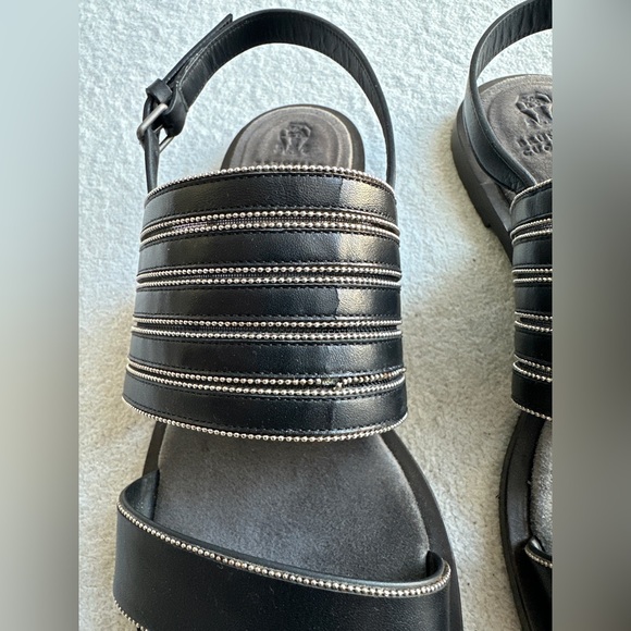 SOLD  CUCINELLI womens Sandals Black Metallic Beaded Leather Slide 37 US 7‎ - Picture 11 of 11